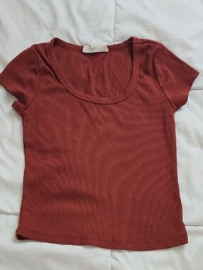 Sage & Stone Ribbed Scoop Neck Women's Top - Rust